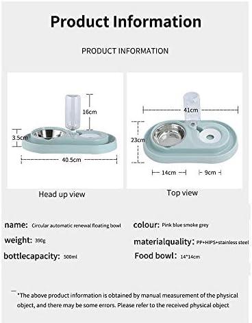SLATİOM yiyecek kasesi Su Şişesi ile Otomatik su sebili Besleyici Pet çift ıslak değil ağız paslanmaz çelik kase (Renk: Gri)