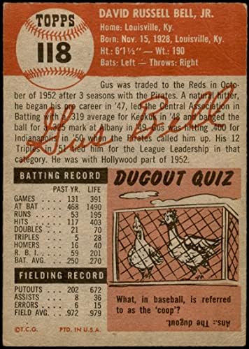 1953 Topps 118 Gus Bell Cincinnati Kırmızıları (Beyzbol Kartı) VG Kırmızıları