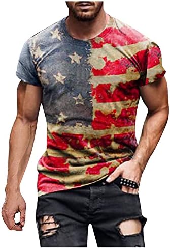 XXBR erkek Bağımsızlık Günü Kısa Kollu Gömlek, erkek 4 Temmuz Amerikan Bayrağı Üstleri Rahat Baskılı Crewneck T-Shirt Siyah
