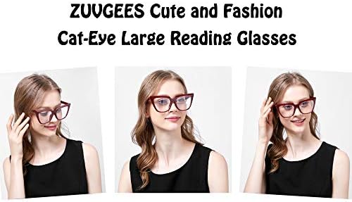 ZUVGEES bayan şık büyük boy CatEye mavi ışık engelleme okuma gözlüğü büyük gözlük Çerçeveleri büyük lens bilgisayar okuyucular