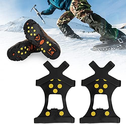 Jiawu Kaymaz 10 Diş Krampon ayakkabı koruyucu, Güçlü Aşınmaya Dayanıklı Kaymaz Hafif Dağcılık Kayak için Kadınlar için Erkekler