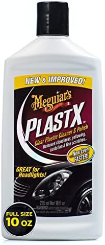 Meguıar erkek PlastX Şeffaf Plastik Temizleyici ve Lehçe - 10 Sıvı Ons Paketi Yüce Parlaklık 4 Köpük Aplikatör Pedleri-4