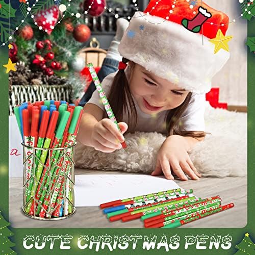 120 Adet Noel Sopa Kalemler Tatil Tükenmez Kalemler 0.7 mm Siyah Mürekkep Noel Kalemler için Parti Arkadaşları Çocuk Çocuk