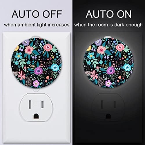 2 Paket Plug-in Gece Lambası LED Gece Lambası Alacakaranlıktan Şafağa Sensörü Çocuk Odası, Kreş, Mutfak, Koridor Çiçek