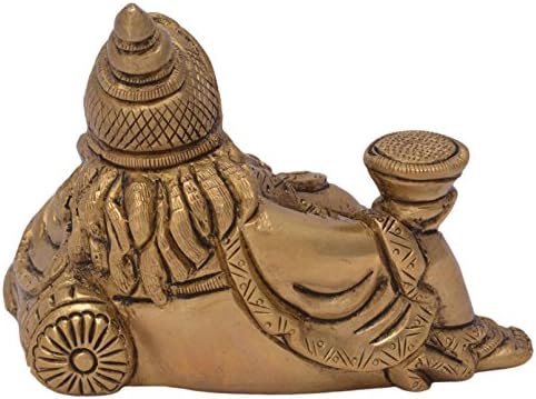 BHARAT HAAT Hazine Efendisi Kubera El Sanatları Dekoratif Pirinç Altın Kaplama El Sanatları Idol BH05653
