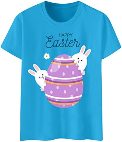 Kadınlar için üstleri, Bayan Yaz T Shirt 2023 Paskalya Günü Kısa Kollu Tee Üstleri Bluz günlük t-Shirt Sevimli Tavşan Tunikler