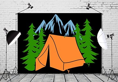 Loccor Kumaş 10x8ft Kamp Zemin Dağlar Orman Turuncu Çadır Açık Havada Fotoğraf Arka Plan Bebek Duş Doğum Günü Dekorasyon