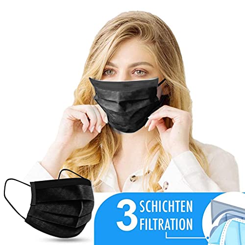 Blackdisposable siyah face_mask maskeleri siyah kağıt maskeleri tek kullanımlık maskeler tek kullanımlık 50 paket 3t ceketler