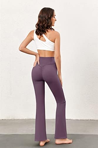 Lynwıtkuı Womens Flare Yoga Pantolon Dantelli Ganimet V Crossover Yüksek Waisted Gym Egzersiz Tayt