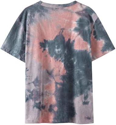 Kızlar Güz Yaz Bluz 2023 Elbise Kısa Kollu Pamuklu Ekip Boyun Grafik Kravat Boya Bluz Tshirt Bayanlar için 99 99