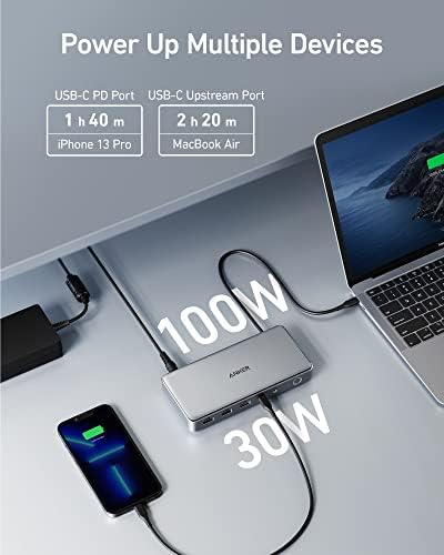 Anker USB-C'den Lightning'e Yeni Naylon Kablo, [6ft MFi Sertifikalı] (Gümüş) ve Anker 563 USB C Yerleştirme İstasyonu (10'u