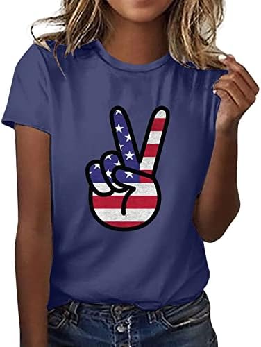 Paketi Bağımsızlık Günü Gömlek Kadın Grafik T Shirt Kadın Üst Crewneck Kısa Kollu Makas El Baskı Üst