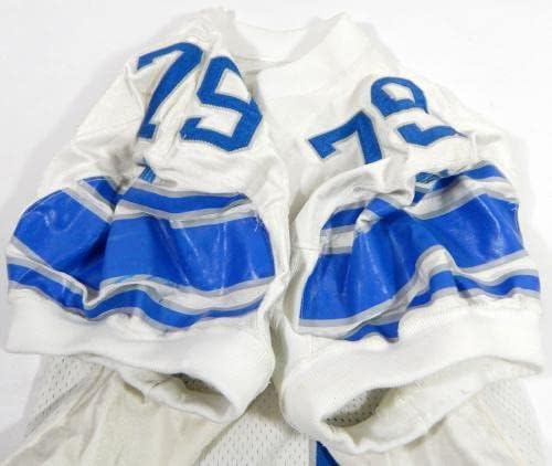 1999 Detroit Aslanları Eric Beverly 79 Oyun Kullanılmış Beyaz Forma 50 DP32885-İmzasız NFL Oyun Kullanılmış Formalar