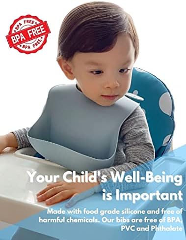 Mutlu Leylek Silikon Bebek önlükler ile Gıda Catcher-Kız, Erkek, Bebek ve Toddlers Yaşları 6 ila 36 Ay