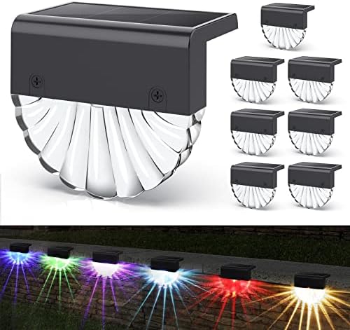 CLAONER güneş güverte ışıkları [8 Packs] su geçirmez güneş çit ışıkları şafak alacakaranlıkta adım ışıkları açık dekor ile