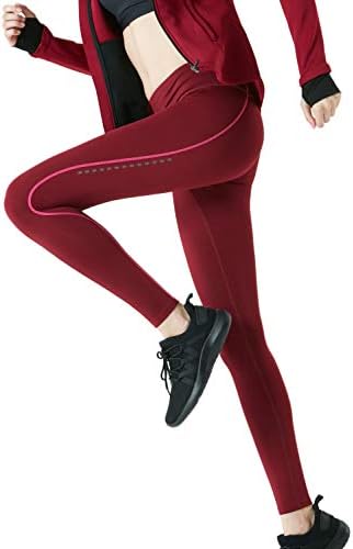 TSLA kadın Termal Koşu Tayt, Yüksek Bel Sıcak Polar Astarlı Tayt, Kış Egzersiz Yoga cepli pantolon