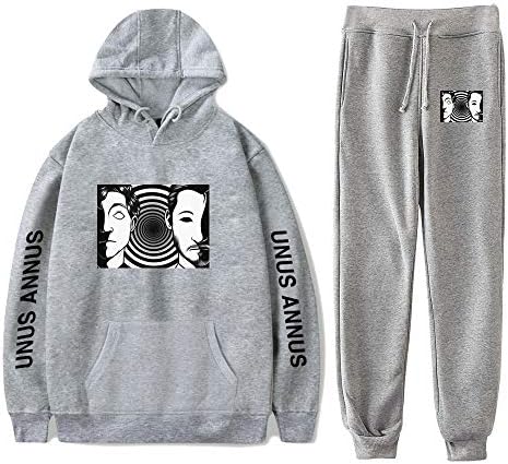 Unus Annus Eşofman Unisex İki Parçalı Set Uzun Kollu Hoodies + Jogger Pantolon Harajuku Streetwear Moda Giyim Kadın erkek