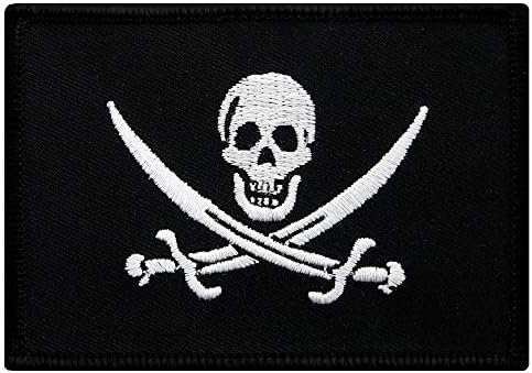 Jolly Roger Patiska Jack Bayrak İşlemeli Yama Siyah Kırmızı Korsan Kafatası Demir-On