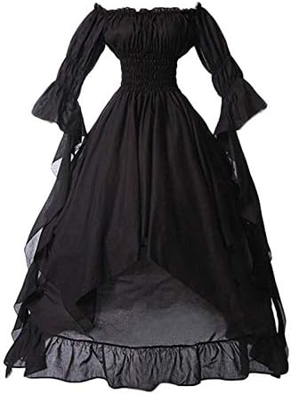 ZEFOTİM Rönesans Elbise Kadınlar Vintage Cadılar Bayramı Ortaçağ Seksi Kostüm Gotik Cadı Parti Cosplay Maxi Kokteyl Elbise