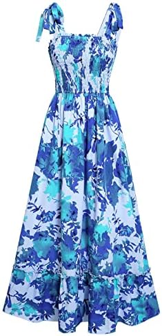 NOKMOPO Kısa Kollu Elbiseler Kadınlar için 2023 Zarif İlkbahar / Yaz Casual Baskı Belli Kolsuz Dantel-up Elbise