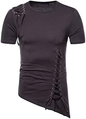 Maiyifu-GJ erkek Crewneck Ter Tee Gömlek Düzensiz Tasarım Örgü Örgülü Halat Bluz Yaz Yeni Kısa Kollu