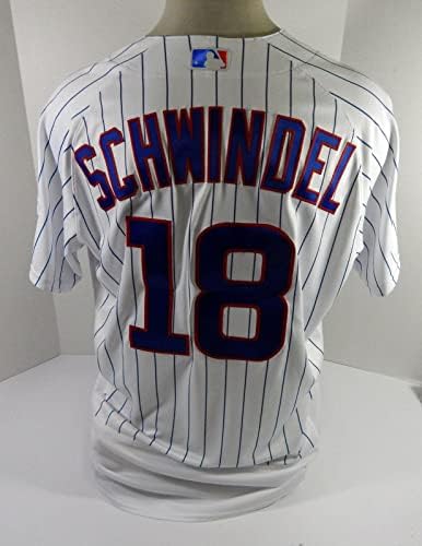 2022 Chicago Cubs Frank Schwindel 18 Oyun Verilmiş Beyaz Çizgili Forma 46 42-Oyun Kullanılmış MLB Formaları