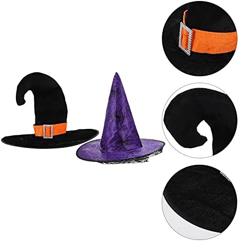 KESYOO 2 Adet Cadılar Bayramı cadı şapkaları Dekoratif parti şapkaları Fotoğraf Sahne Siyah, Mor Cadılar Bayramı Süs Korku