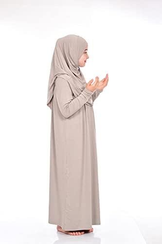 kızlar için ihvan online Müslüman Elbise, Tesettürlü Uzun Kollu Tek Parça İslami Namaz Elbisesi