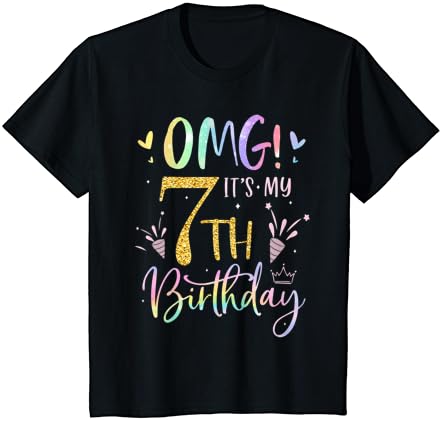 Çocuklar OMG bu Benim 7th Doğum Günü Kız Hediyeler Yedi 7 Yaşındaki Doğum Günü T-Shirt