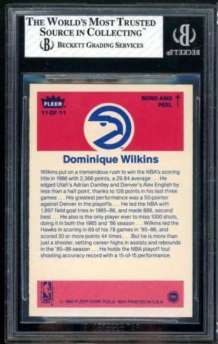 Dominique Wilkins Çaylak Kartı 1986-87 Fleer 11 BGS 8 - Basketbol Slabbed Çaylak Kartları
