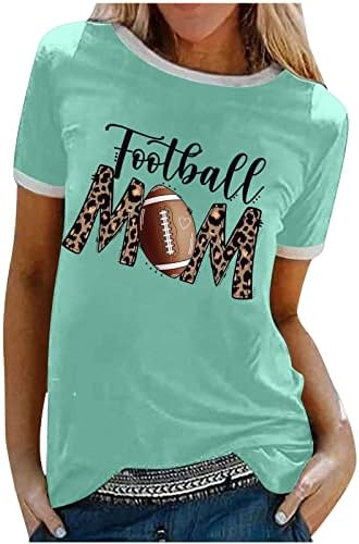 Futbol Anne Gömlek Kadınlar için Leopar Baskı Rahat Düz Renk Temel Üstleri anneler Günü Gevşek Rahat Tunik Bluz