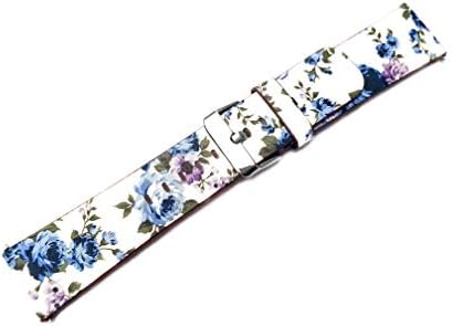 NİCKSTON Çiçek FL-2 Mavi Güller Bant Garmin Vivoactive ile Uyumlu 4 45mm Kasa Boyutu Smartwatch Zarif Yumuşak Deri Kayış