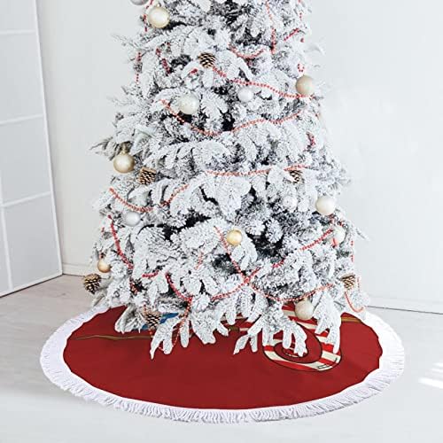 Bukalemun Renkli Amerikan Bayrağı Noel Ağacı Etek Kırmızı Yuvarlak Noel Ağacı Etek Saçaklı Kenar Kapalı Açık bahçe süslemeleri