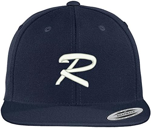 Trendy giyim mağazası mektup R fırçalanmış komut dosyası işlemeli düz fatura Snapback beyzbol şapkası