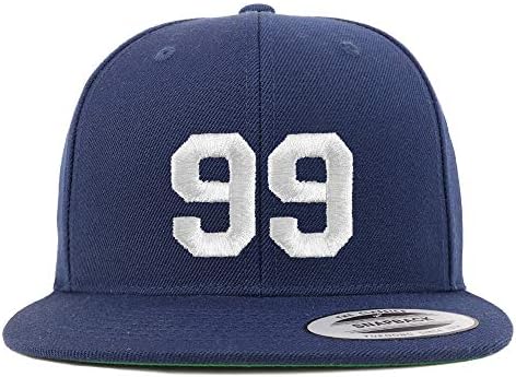 Trendy Giyim Mağazası Numarası 99 Beyaz İplik İşlemeli Düz Fatura Snapback Beyzbol Şapkası
