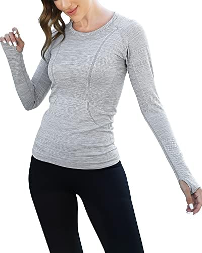 AhTwiy Kadınlar Uzun / Kısa Kollu Egzersiz Gömlek Yoga Spor Tops Nefes Atletik Koşu Slim Fit