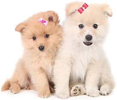 JpGdn 100 PCS/50 PAİRS Küçük Mini Köpek Saç Yay 0.98x0.39 inç için Extral Küçük Kız Köpek Doggy Kedi Yavru Tavşan Kaniş saç