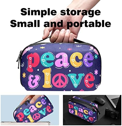Barış ve Sevgi Elektronik Organizatör, Kordon Kablo saklama çantası Su Geçirmez Ev Seyahat için, Elektronik Aksesuarları