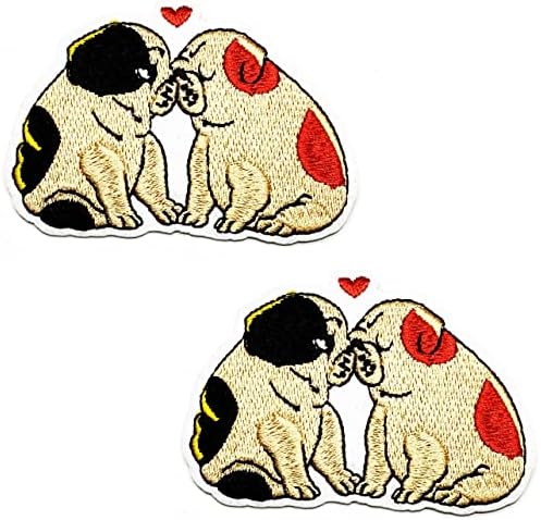 Kleenplus 2 adet. Pug Köpek Ölümüne Kadar Gerçek Aşk Karikatür İşlemeli Demir On Rozeti Dikmek Kot Ceketler Şapkalar Sırt