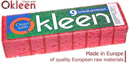 Okleen Pembe Çok Kullanımlı Ovma Süngerleri. Avrupa'da üretilmiştir. 9 Paket, 4. 3x2.8x1.4 inç. Kokusuz Ağır Hizmet Tipi