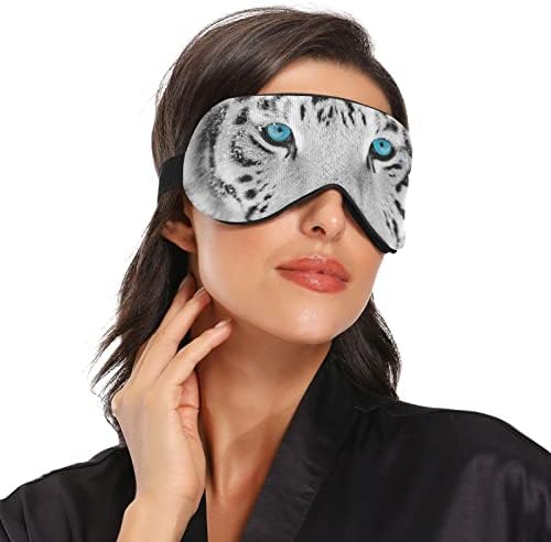 FOLİOSA Beyaz Kaplan Uyku Maskesi, Nefes Rahat Göz Mash Ağırlıklı Uyku Kadınlar için Adam Ayarlanabilir Elastik Kayış ile
