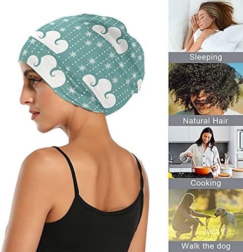 Kafatası Kap Uyku Kap Çalışma Şapka Bonnet Beanies Kadınlar için Noel Yeni Yıl Bulut Kar Taneleri Uyku Kap Çalışma Şapka
