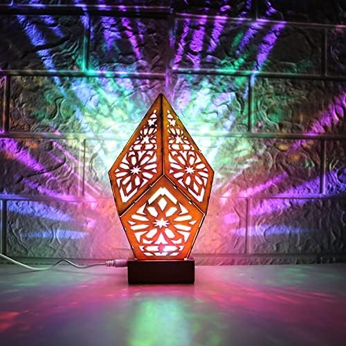 Hareket aktif ışık şeridi büyük zemin lambası Led renkli elmas ışıklar renkli 3D projeksiyon içi boş lamba Bohem zemin dekoratif