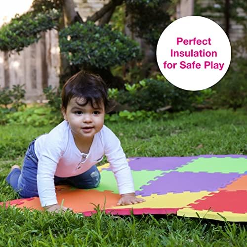 Bebek için Edushape Köpük Oyun Matı-Düz Renkler, Kenarlar ve Köşelere Sahip Köpük Kilitli Paspaslar-Çocuklar, Bebekler ve