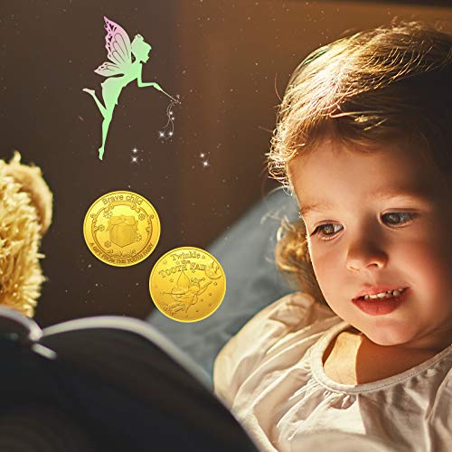Diş Perisi altın paralar Çocuklar için Erkek Kız Kayıp Diş Ödül hatıra parası Diş Perisi Altın Sikke Plastik Kasa ile Hiçbir