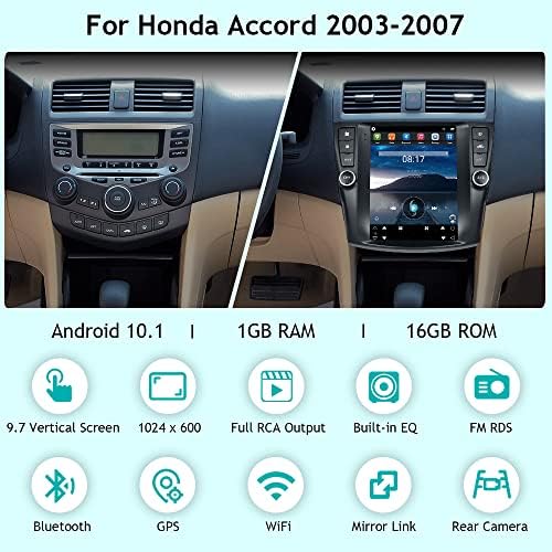 2003-2007 Honda Accord Radyo için 9.7 inç dikey Android Araba Stereo, GPS Navigasyon/BT/Tam RCA/arka Kamera ile Full HD Dokunmatik
