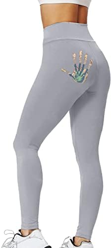 Kadınlar için yüksek Belli Tayt El Baskılı Yumuşak Atletik Opak Karın Kontrol Yoga Pantolon Koşu Bisiklet Yoga