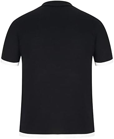 Gömlek Erkekler için Moda Kontrast Renk Çizgili Ekleme Yaka Kazak Kısa Kollu Hırka İş Bluz Üst