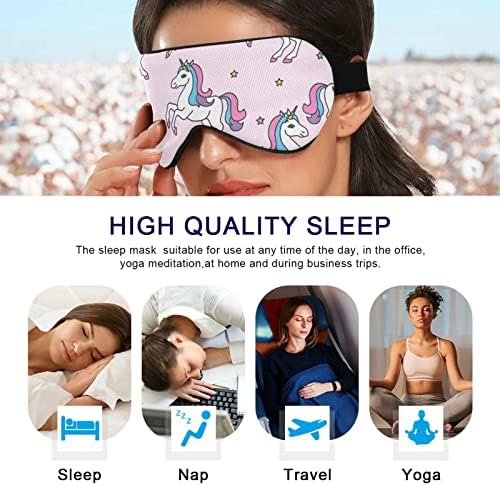 Unisex Uyku Göz Maskesi Sevimli-Unicorn-Yıldız-Pembe Gece Uyku Maskesi Rahat Göz Uyku Gölge Kapak