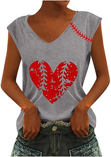 Kalp Grafik Beyzbol T Shirt Kadınlar için Yaz Beyzbol Grafik Üstleri Tee Casual V Yaka Kap Kollu Tatil Gömlek Üst